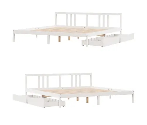 Lovos Rėmas Be Čiužinio, Baltas, 200X200cm Pušies Masyvas