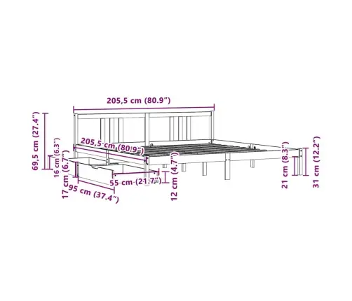 Lovos Rėmas Be Čiužinio, Baltas, 200X200cm Pušies Masyvas