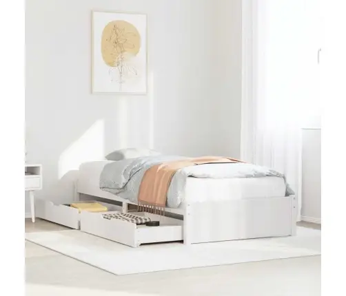 Gulta Bez Matrača, Balts, 75X190 Cm, Priedes Masīvkoks Vidaxl