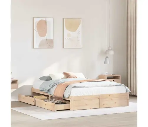 Gulta Bez Matrača, 140X190 Cm, Priedes Masīvkoks Vidaxl