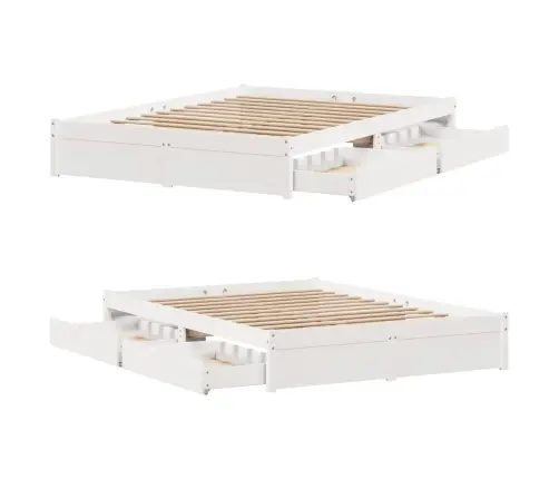 Gulta Bez Matrača, Balts, 150X200 Cm, Priedes Masīvkoks Vidaxl