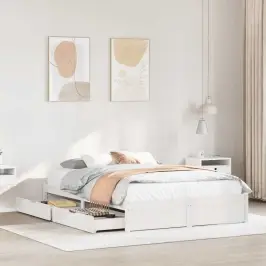 Gulta Bez Matrača, Balts, 160X200 Cm, Priedes Masīvkoks Vidaxl