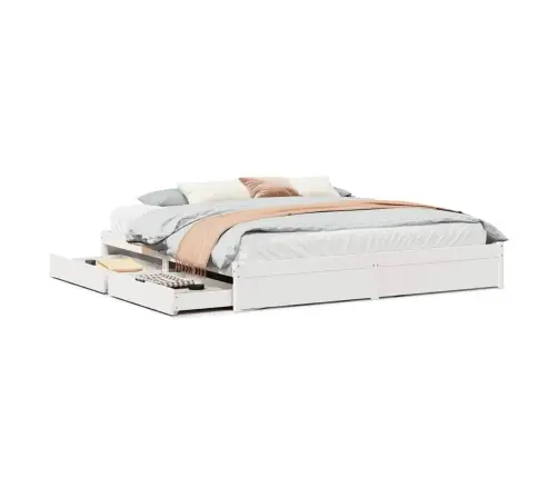 Gulta Bez Matrača, Balts, 200X200 Cm, Priedes Masīvkoks Vidaxl