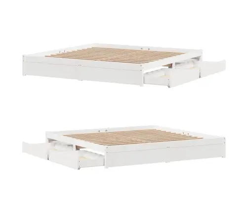 Gulta Bez Matrača, Balts, 200X200 Cm, Priedes Masīvkoks Vidaxl