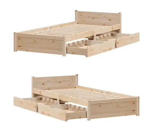 Voodiraam Ilma Madratsita, 75 X 190 cm Männipuit