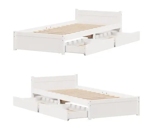 Gulta Bez Matrača, Balts, 90X190 Cm, Priedes Masīvkoks Vidaxl