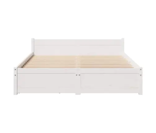 Gulta Bez Matrača, Balts, 135X190 Cm, Priedes Masīvkoks Vidaxl