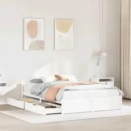 Gulta Bez Matrača, Balts, 140X190 Cm, Priedes Masīvkoks Vidaxl