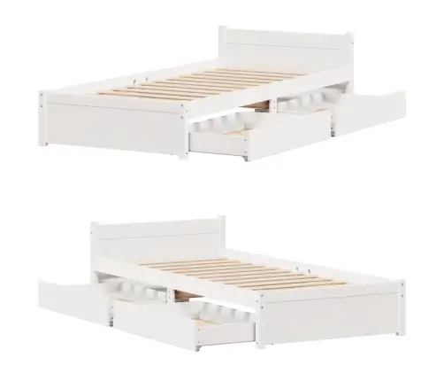 Lovos Rėmas Be Čiužinio, Baltas, 90X200cm Pušies Masyvas