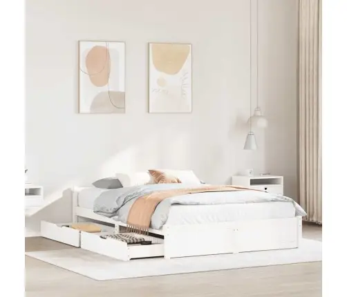 Gulta Bez Matrača, Balts, 100X200 Cm, Priedes Masīvkoks Vidaxl