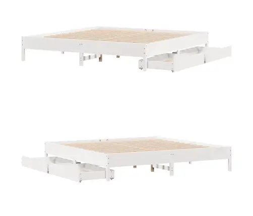 Gulta Bez Matrača, Balts, 200X200 Cm, Priedes Masīvkoks Vidaxl Gulta Bez Matrača, Balts, 200X200 Cm, Priedes Masīvkoks Vidaxl