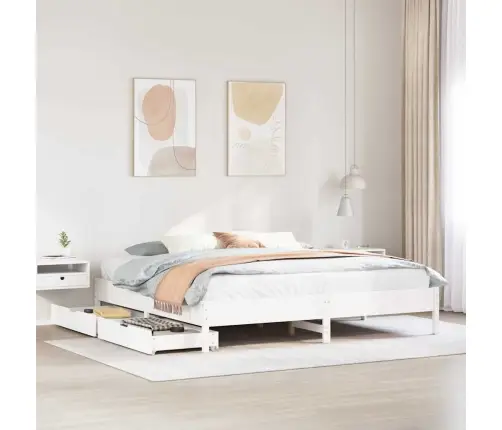 Gulta Bez Matrača, Balts, 200X200 Cm, Priedes Masīvkoks Vidaxl Gulta Bez Matrača, Balts, 200X200 Cm, Priedes Masīvkoks Vidaxl