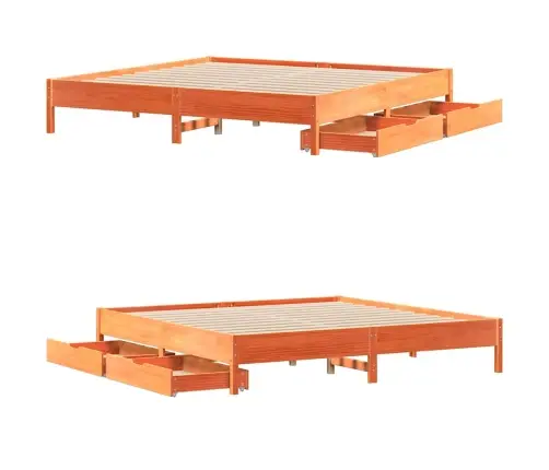 Voodiraam Ilma Madratsita, Vahapruun, 200 X 200 cm Männipuit