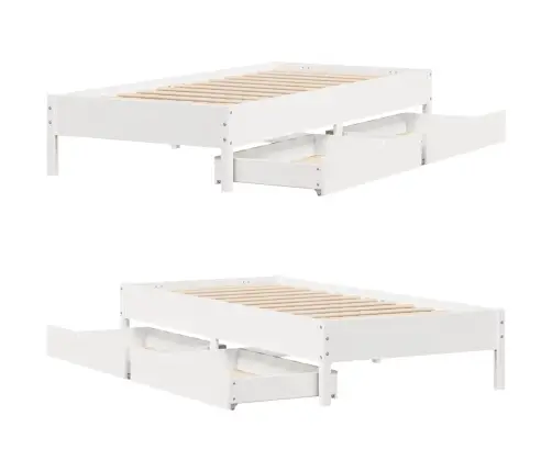 Gulta Bez Matrača, Balts, 100X200 Cm, Priedes Masīvkoks Vidaxl