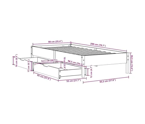 Lovos Rėmas Be Čiužinio, Baltas, 90X200cm Pušies Masyvas