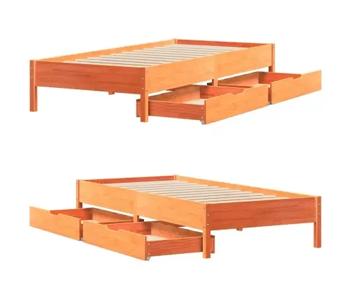 Lovos Rėmas Be Čiužinio, Vaško Ruda, 90X200cm Pušies Masyvas