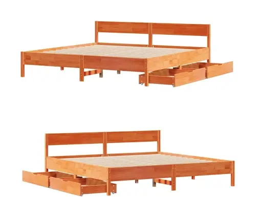 Gulta Bez Matrača, Vaska Brūnas, 200X200 Cm, Priedes Masīvkoks Vidaxl