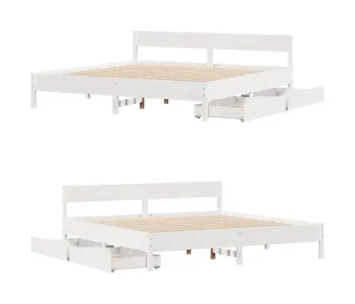 Lovos Rėmas Be Čiužinio, Baltas, 180X200cm Pušies Masyvas