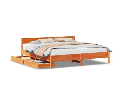 Gulta Bez Matrača, Vaska Brūnas, 180X200 Cm, Priedes Masīvkoks Vidaxl