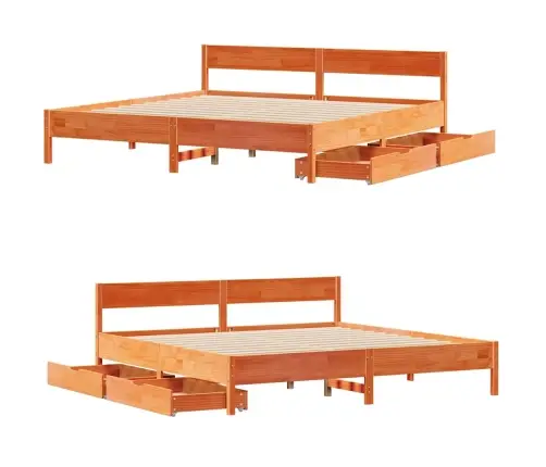 Gulta Bez Matrača, Vaska Brūnas, 160X200 Cm, Priedes Masīvkoks Vidaxl