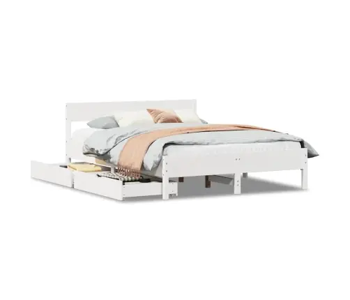 Gulta Bez Matrača, Balts, 150X200 Cm, Priedes Masīvkoks Vidaxl