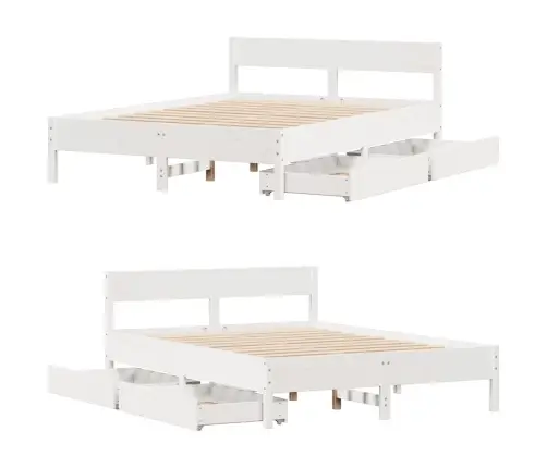 Voodiraam Ilma Madratsita, Valge, 140 X 200 cm Männipuit