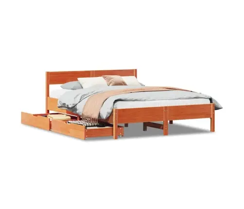 Gulta Bez Matrača, Vaska Brūnas, 120X200 Cm, Priedes Masīvkoks Vidaxl