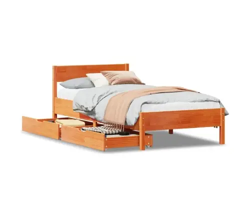 Gulta Bez Matrača, Vaska Brūna, 100X200 Cm, Priedes Masīvkoks Vidaxl