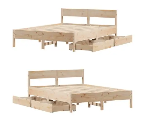 Gulta Bez Matrača, 135X190 Cm, Priedes Masīvkoks Vidaxl