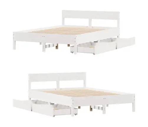 Voodiraam Ilma Madratsita, Valge, 135 X 190 cm Männipuit