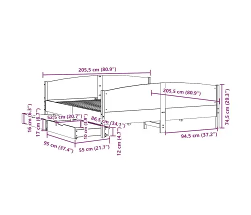 Voodiraam Ilma Madratsita, 200 X 200 cm Männipuit