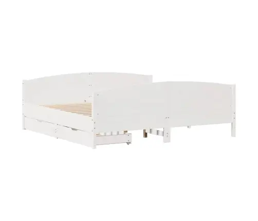 Voodiraam Ilma Madratsita, Valge, 200 X 200 cm Männipuit