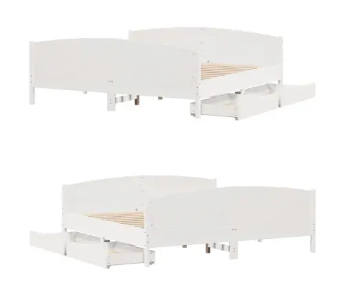 Voodiraam Ilma Madratsita, Valge, 200 X 200 cm Männipuit