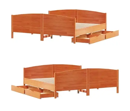 Lovos Rėmas Be Čiužinio, Vaško Rudas, 200X200cm Pušies Masyvas