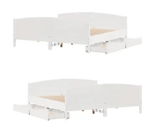 Gulta Bez Matrača, Balts, 180X200 Cm, Priedes Masīvkoks Vidaxl