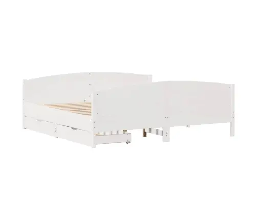 Gulta Bez Matrača, Balts, 160X200 Cm, Priedes Masīvkoks Vidaxl