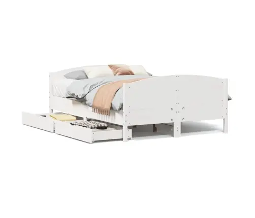 Gulta Bez Matrača, Balts, 140X200 Cm, Priedes Masīvkoks Vidaxl