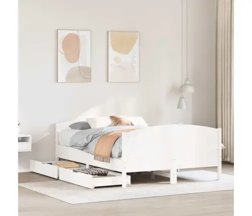 Gulta Bez Matrača, Balts, 140X200 Cm, Priedes Masīvkoks Vidaxl