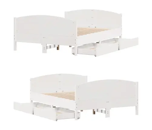 Voodiraam Ilma Madratsita, Valge, 140 X 190 cm Männipuit