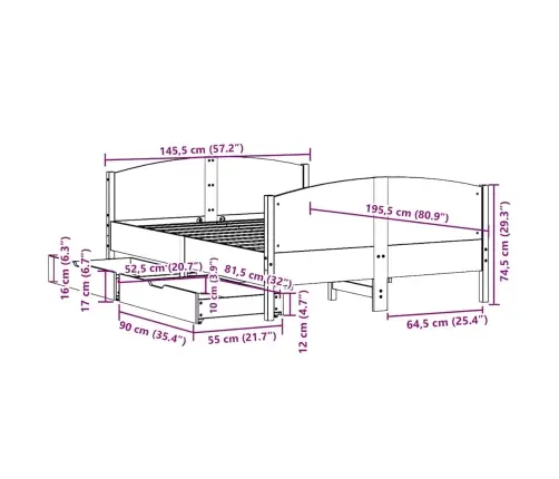 Lovos Rėmas Be Čiužinio, Vaško Ruda, 140X190cm Pušis