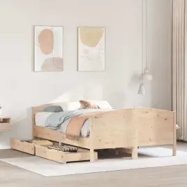 Gulta Bez Matrača, 135X190 Cm, Priedes Masīvkoks Vidaxl