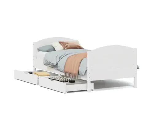 Voodiraam Ilma Madratsita, Valge, 90 X 200 cm Männipuit