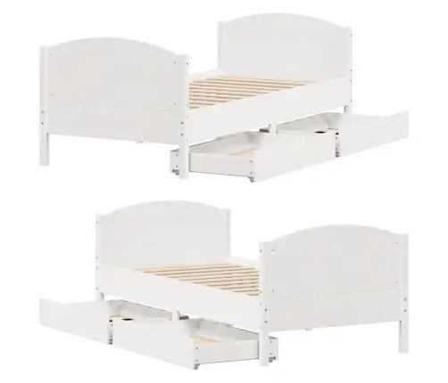 Voodiraam Ilma Madratsita, Valge, 90 X 200 cm Männipuit