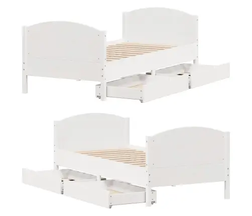 Voodiraam Ilma Madratsita, Valge, 90 X 190 cm Männipuit