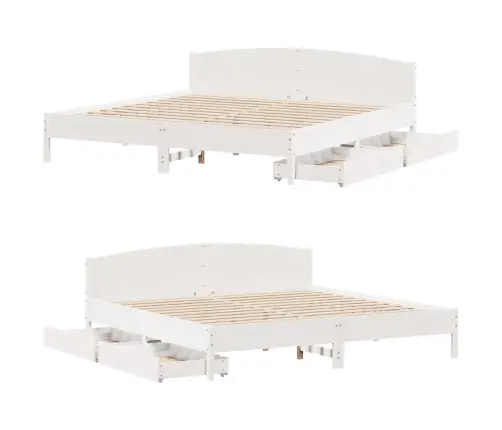 Voodiraam Ilma Madratsita, Valge, 180 X 200 cm Männipuit