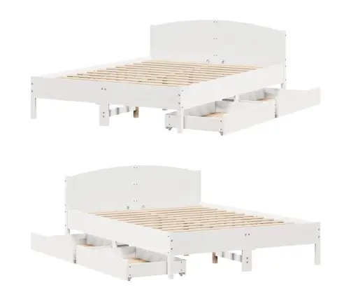 Lovos Rėmas Be Čiužinio, Baltas, 150X200cm Pušies Masyvas