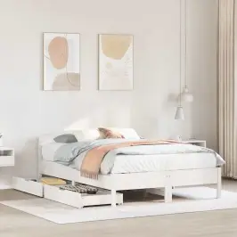 Lovos Rėmas Be Čiužinio, Baltas, 140X200cm Pušies Masyvas Lovos Rėmas Be Čiužinio, Baltas, 140X200cm Pušies Masyvas