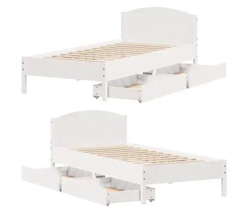 Gulta Bez Matrača, Balts, 90X200 Cm, Priedes Masīvkoks Vidaxl