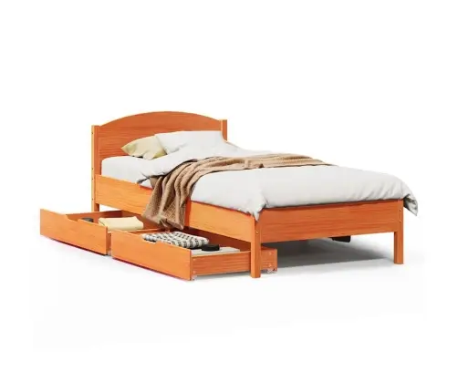 Voodiraam Ilma Madratsita, Vahapruun, 90 X 190 cm Männipuit