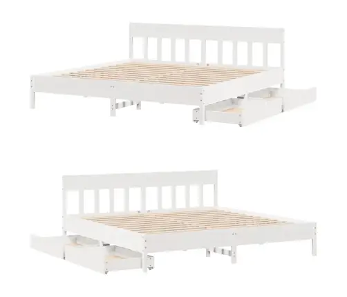 Voodiraam Ilma Madratsita, Valge, 200 X 200 cm Männipuit